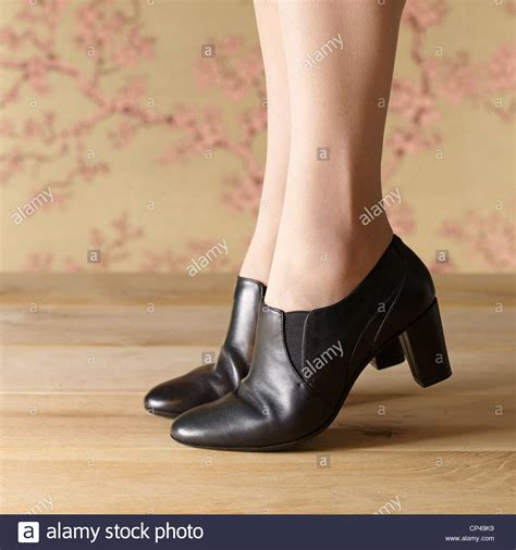 A Photograph Of A Pair Of Brown Ladies Shoes Being Worn Stock Photo Alamy