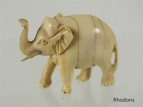 Antique Miniature Carved Elephant Collectable Miniatures Animal