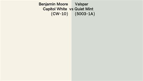 Benjamin Moore Capitol White CW 10 Vs Valspar Quiet Mint 5003 1A