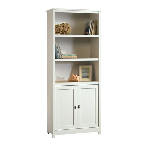 Sauder Cottage Road Library Bookcase With Doors Soft White Finish