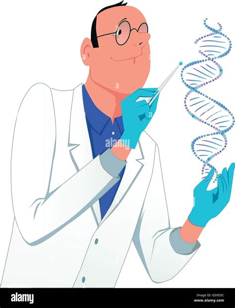 Genetic Engineering Ein Mann In Einem Laborkittel ändern Eines Dna