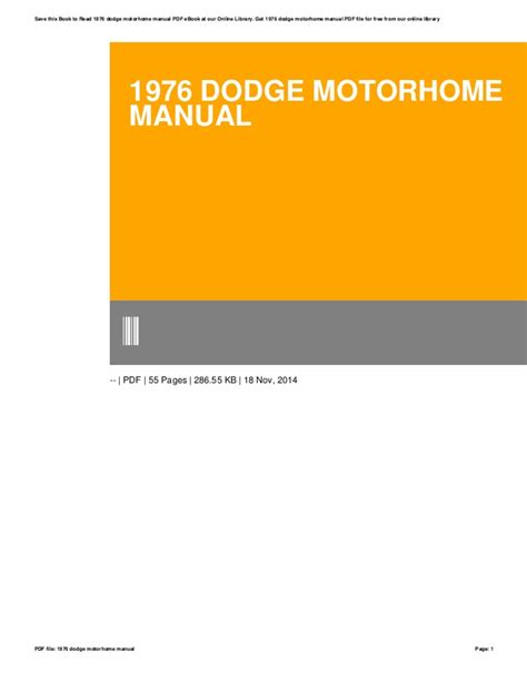 1977 Dodge Sportsman Motorhome Manual Turboinfinity