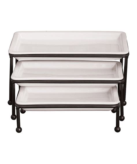 The spode sandwich tray was delivered sooner than expected, safely packed in a box within a bunch of foam peanuts, for safe travel. Take a look at this White Stoneware Tray & Stand Set today ...