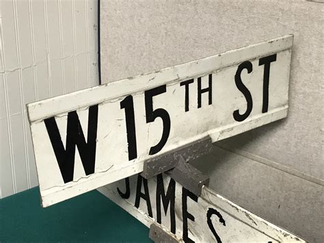 1970s Metal Intersection Street Sign 2 Signs Double Sided W Post