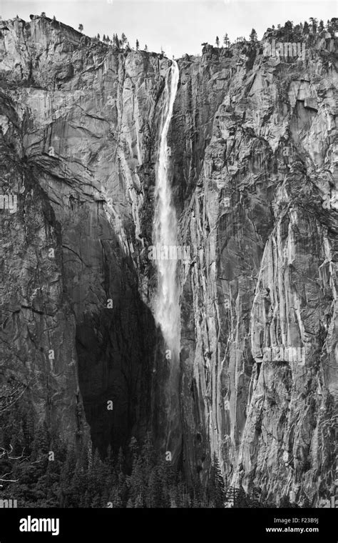 Waterfall In A Valley Ribbon Falls El Capitan Yosemite Valley