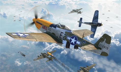 Wwii Dogfight Between P 51 Mustang And Focke Wulf Fw 190