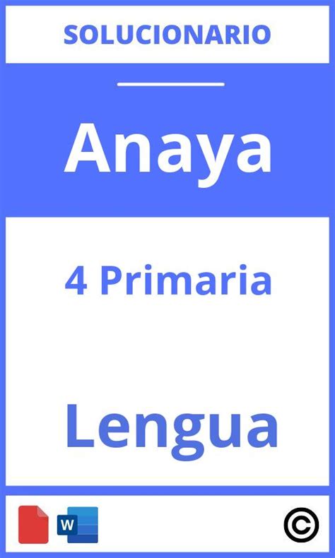 Solucionario Lengua 4 Primaria Anaya Pdf