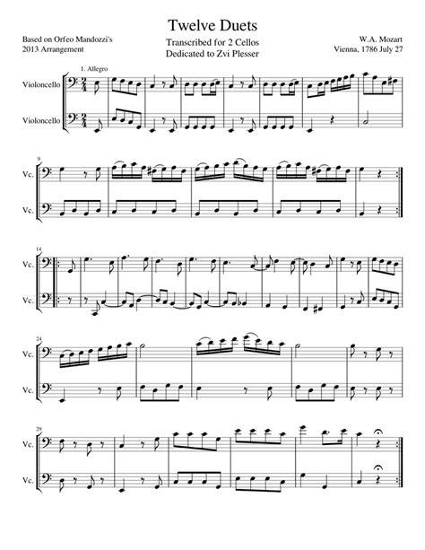 Twelve Duets For Cello Sheet Music For Cello Download Free In Pdf Or Midi