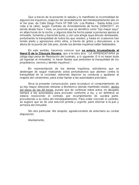 Carta Notarial De Desalojo Pdf