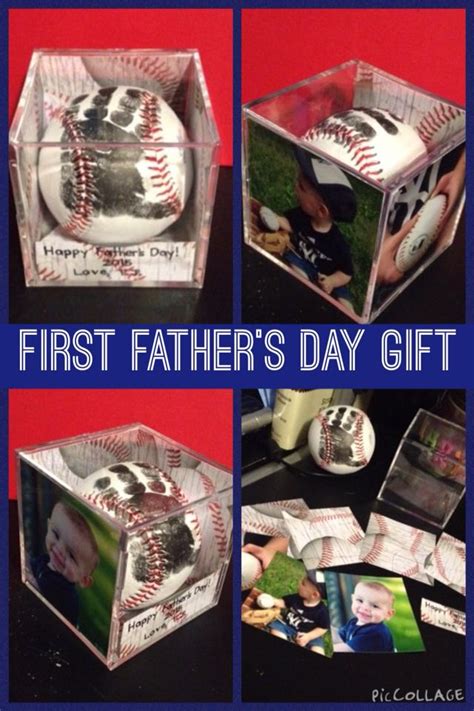 First Fathers Day T Idea Handprint On Baseball In