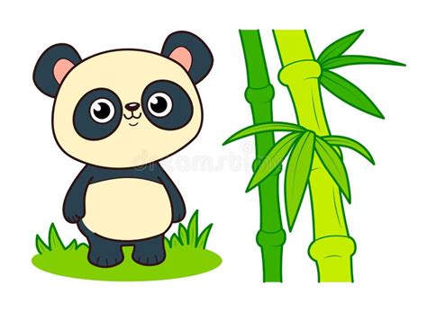 Cute Panda Cartoon Bamboo Panda Clipart Stock Vector Illustration