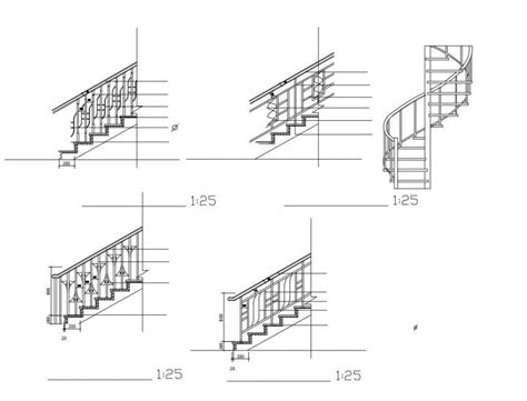 Creative Multiple Staircases Blocks Cad Drawing Details Dwg File Cadbull