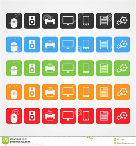 Vector Computer Icons Stock Vector Illustration Of Computer 30411386