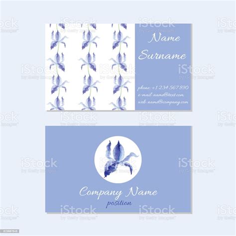 Template Of Elegant Business Cards With Watercolor Hand Drawn Flower