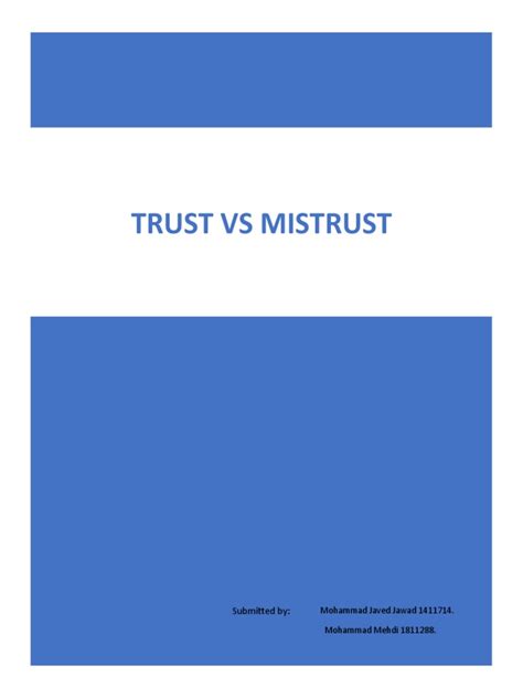 Trust Vs Mistrust Pdf Psychology Psychological Theories