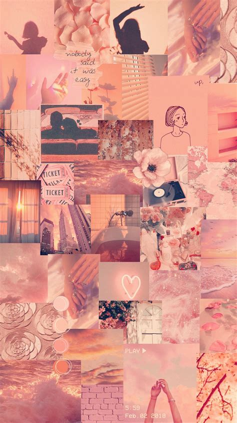 Peach Retro Pink Collage Aesthetic Rosegold Travel Flower