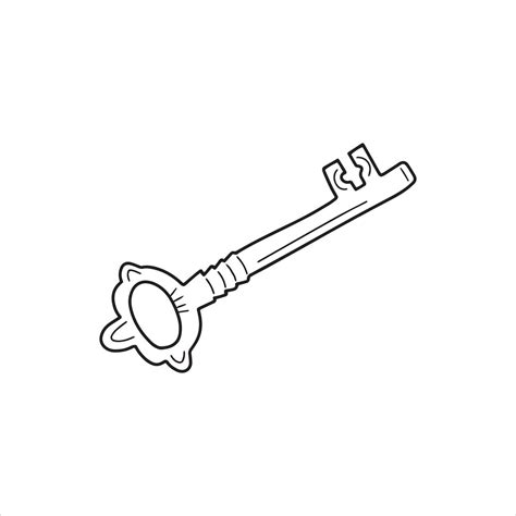 Hand Drawn Old Key Doodle Icon Vector Illustration In Cartoon Style On