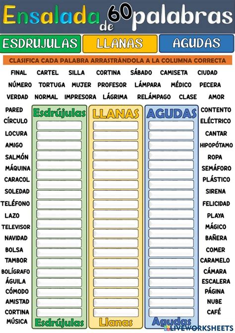 Results Of Palabras Agudas Llanas Y Esdrujulas Ejercicios Para