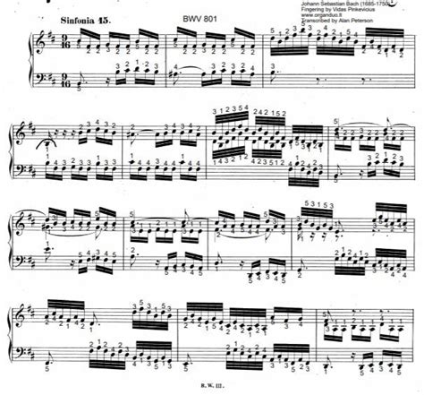Three Part Sinfonia No 15 In B Minor Bwv 801 By Js Bach With Compl