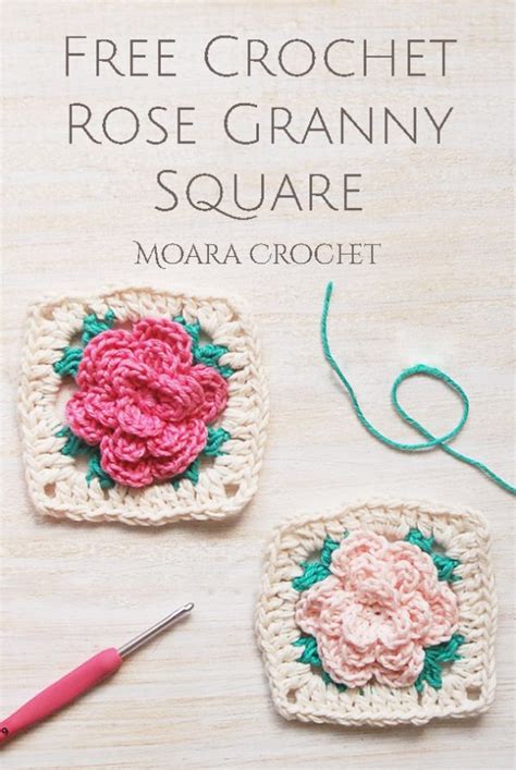 Crochet Rose Granny Square Free Pattern Moara Crochet
