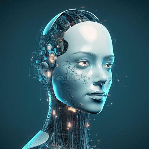 Female Robot Head Artificial Intelligence Concept Created By Ai Stock