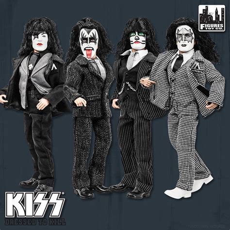 Kiss 8 Inch Action Figures Dressed To Kill Throwback Series Set Of All 4