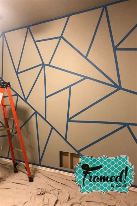 Geometric Wall Paint Diy ` Geometric Wall Paint Accent Wall Bedroom