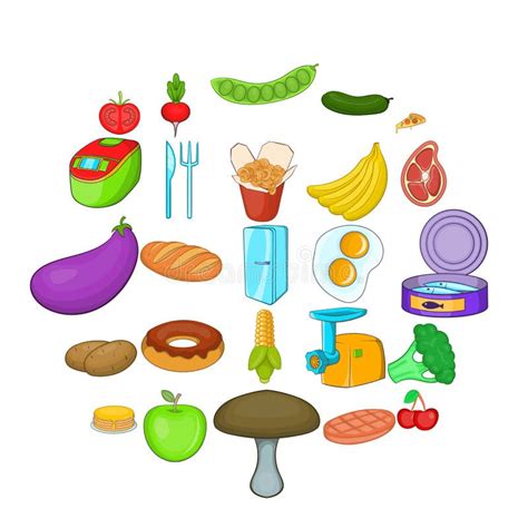 Cuisine Icons Set Cartoon Style Stock Vector Illustration Of Cuisine