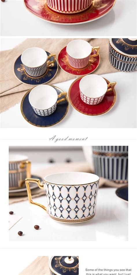 High End Ceramic Arabic Coffee Milk Tea Cups Set With Luxury Golden