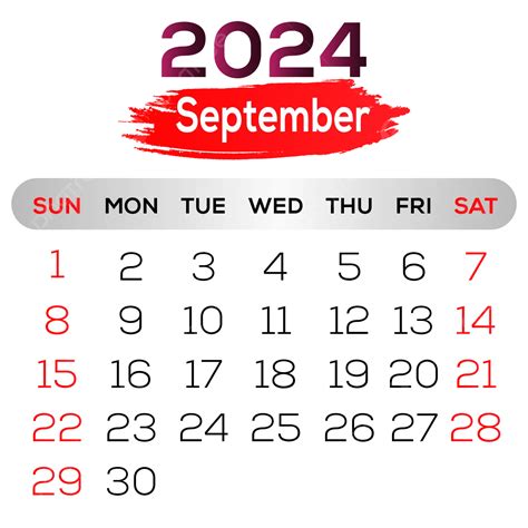 Desain Kalender Bulan September 2024 Vektor Kalender 2024 Kalender