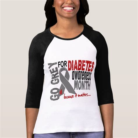 Diabetes Awareness Month Grey Ribbon 14 T Shirt