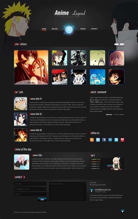 Anime Web Template By Davide2889 By Davide2889 On Deviantart