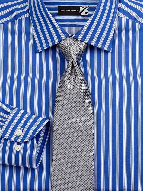 Lyst Saks Fifth Avenue Striped Cotton Dress Shirt In Blue For Men