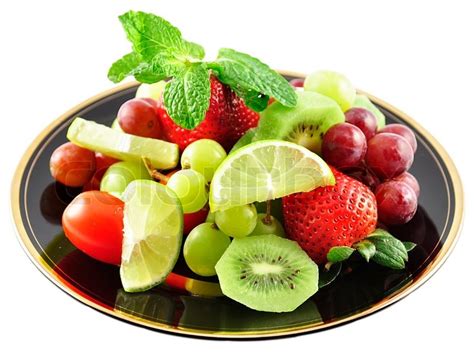 Assortment Of Fresh Fruits On A Plate Stock Image Colourbox