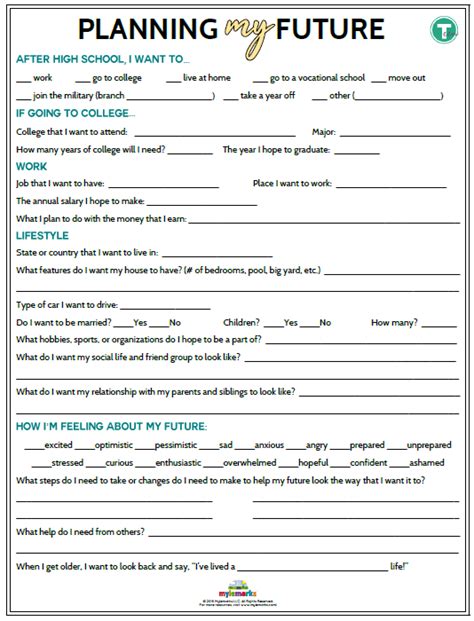 Goal Setting Worksheets For Kids And Teens