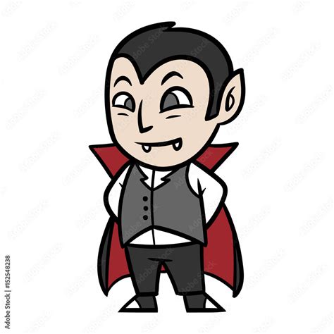 Cute Cartoon Vampire Dracula Vector Illustration Stock Vector Adobe Stock