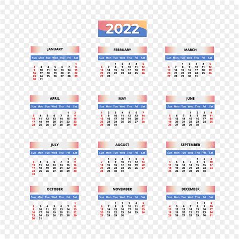 Progettazione Del Calendario Del Nuovo Anno 2022 Vettore Eps 2022