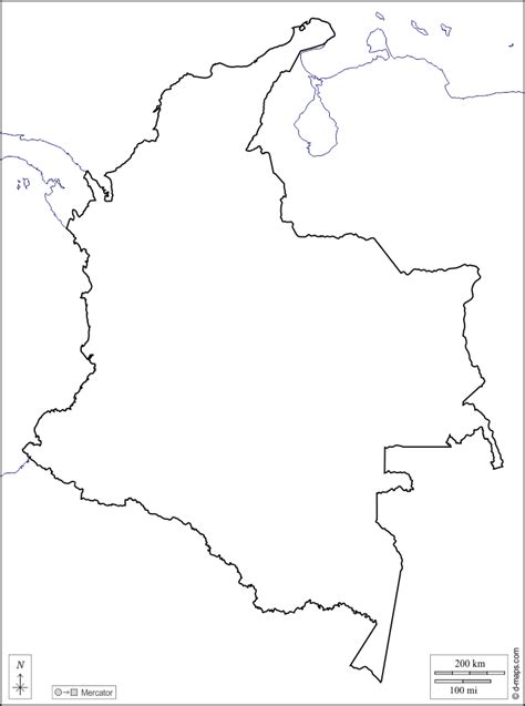 Mapa De Colombia Y Sus Departamentos En Blanco — Mapa De Colombia Con