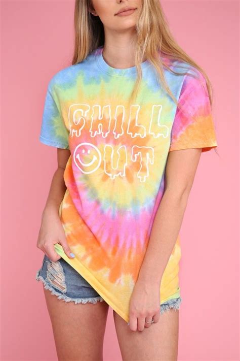 Chill Out Pastel Tie Dye Graphic Unisex Tee Tie Dye Shirts Tie Dye