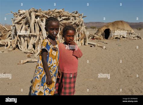 Two Afar Young Girls Living A Village In The South Of Djibouti Horn