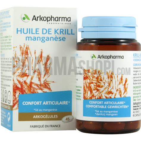 Arkogélules huile de krill manganèse Arkopharma, boîte de 45 gélules