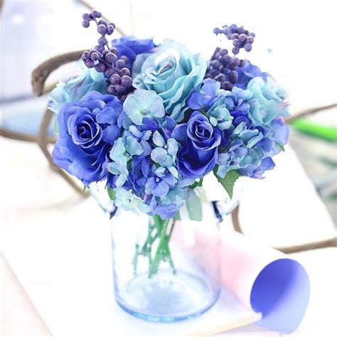 84 Royal Blue Silk Open Roses Artificial Flowers Diy Wedding Etsy