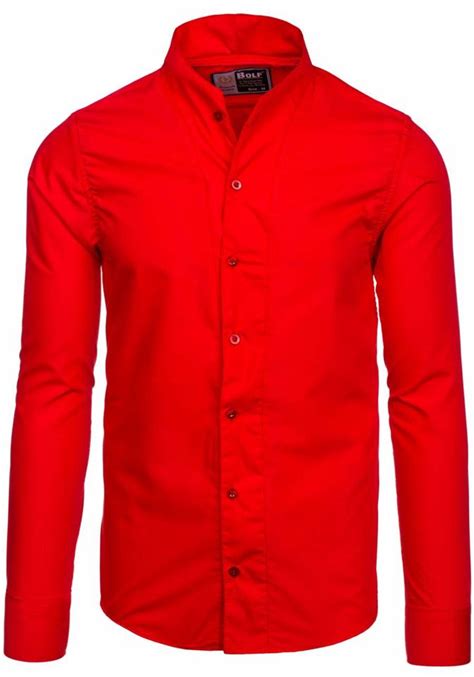 Camisa De Manga Larga Para Hombre Rojo Bolf 5702 Rojo
