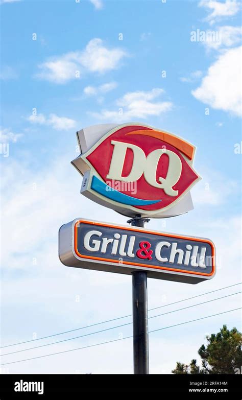 Dairy Queen Dq Grill And Chill Sign For Fast Food Restaurant In Cedar