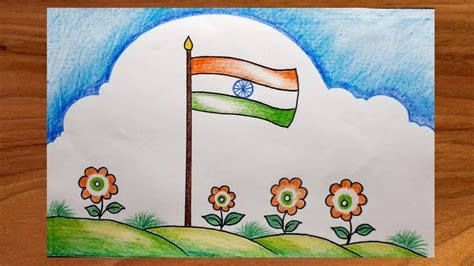 Independence Day Drawing For Competition Republic Day Drawing Flag