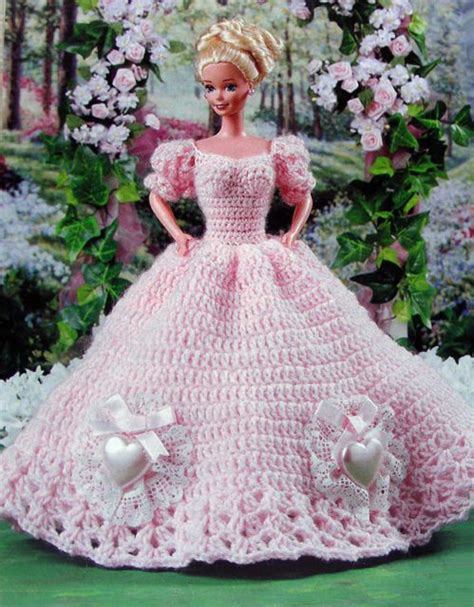 Crochet Pattern Only Barbies Sweetheart Ball Gown Heart Motif Fashion Doll Barbie Crochet