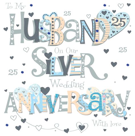 Husband Silver 25th Wedding Anniversary Greeting Card 8 Square Handmade Cards Ebay