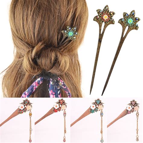 Vintage Chinese Traditional Wooden Hairpin Classic Retro Hair Stick