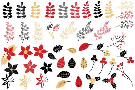 Christmas Foliage Clipart Winter Flower Holiday Floral Clip Art By