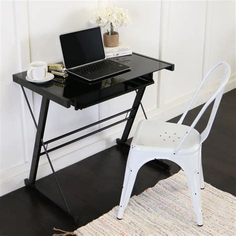Walker Edison Furniture Company Home Office Glass And Metal Black